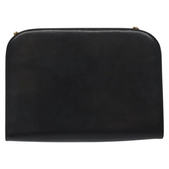 Salvatore Ferragamo Gancini Chain Shoulder Bag Leather Black Gold - Picture 3 of 16